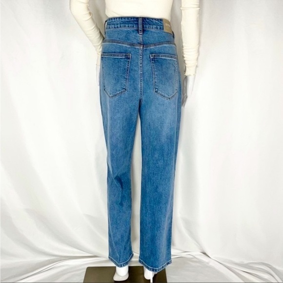 ZGY Denim Reality Blue 100% Organic Cotton High Rise Rip Straight Leg Jeans Sz29 - Picture 9 of 15